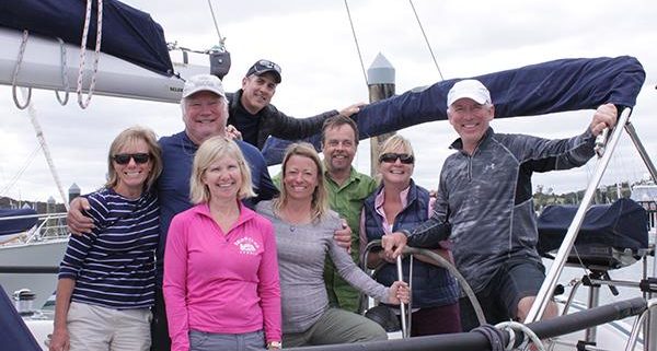Carol Hook with friends sailing trip New Zealand